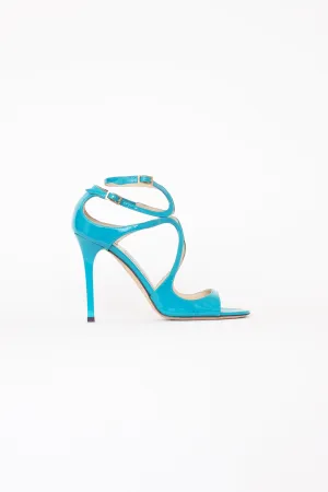 Teal Patent Leather Strap Pump