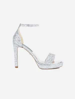The Las Vegas Vegan Leather Glittered Stilettos | Platinum