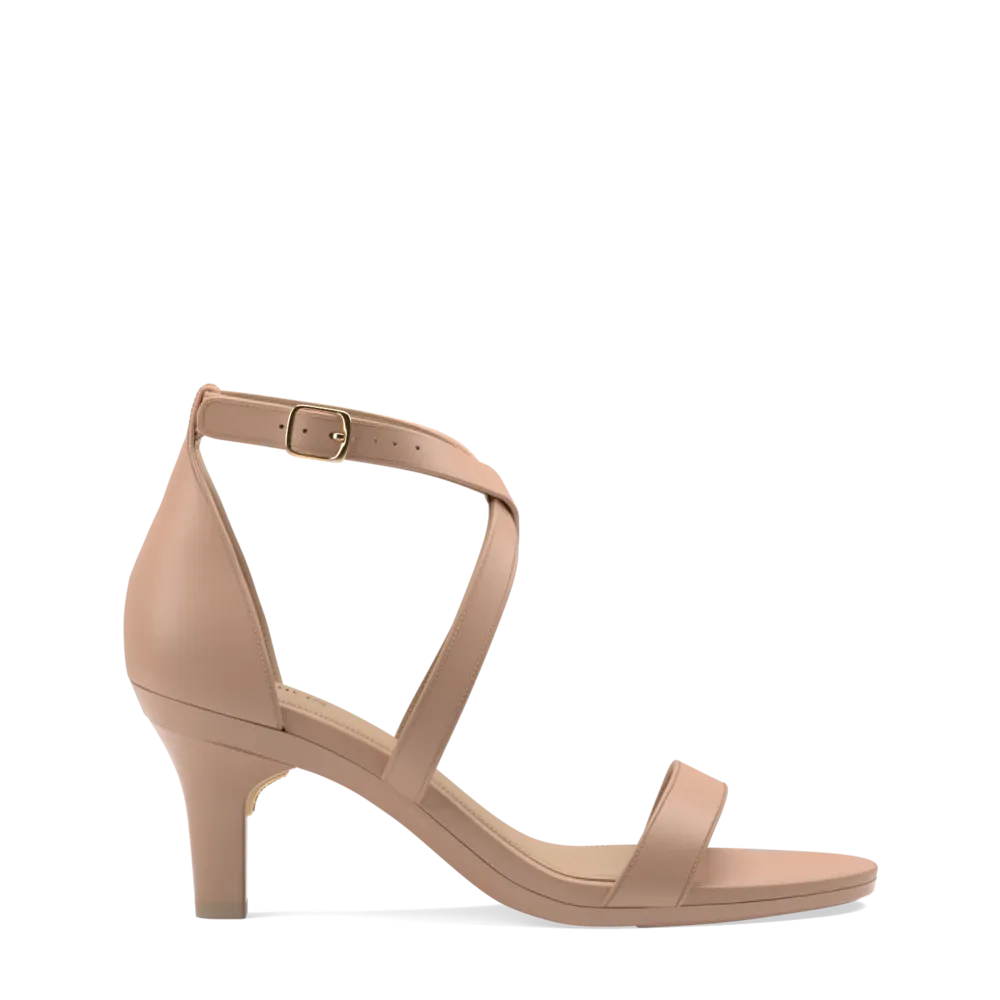 The Sandal - Latte Leather   Stiletto Heel Kit 3 Latte
