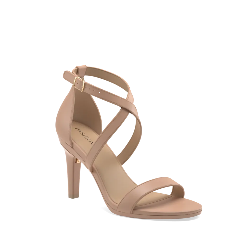 The Sandal - Latte Leather   Stiletto Heel Kit 4 Latte