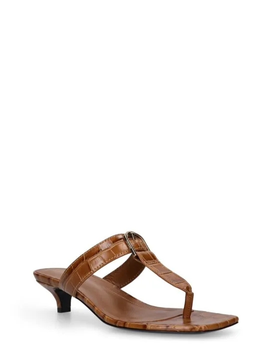 Toteme   35mm Croc embossed leather thong sandals 