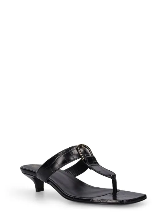 Toteme   35mm Croc embossed leather thong sandals 