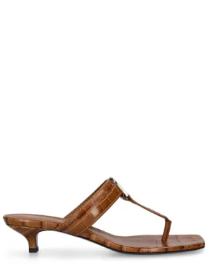 Toteme   35mm Croc embossed leather thong sandals 