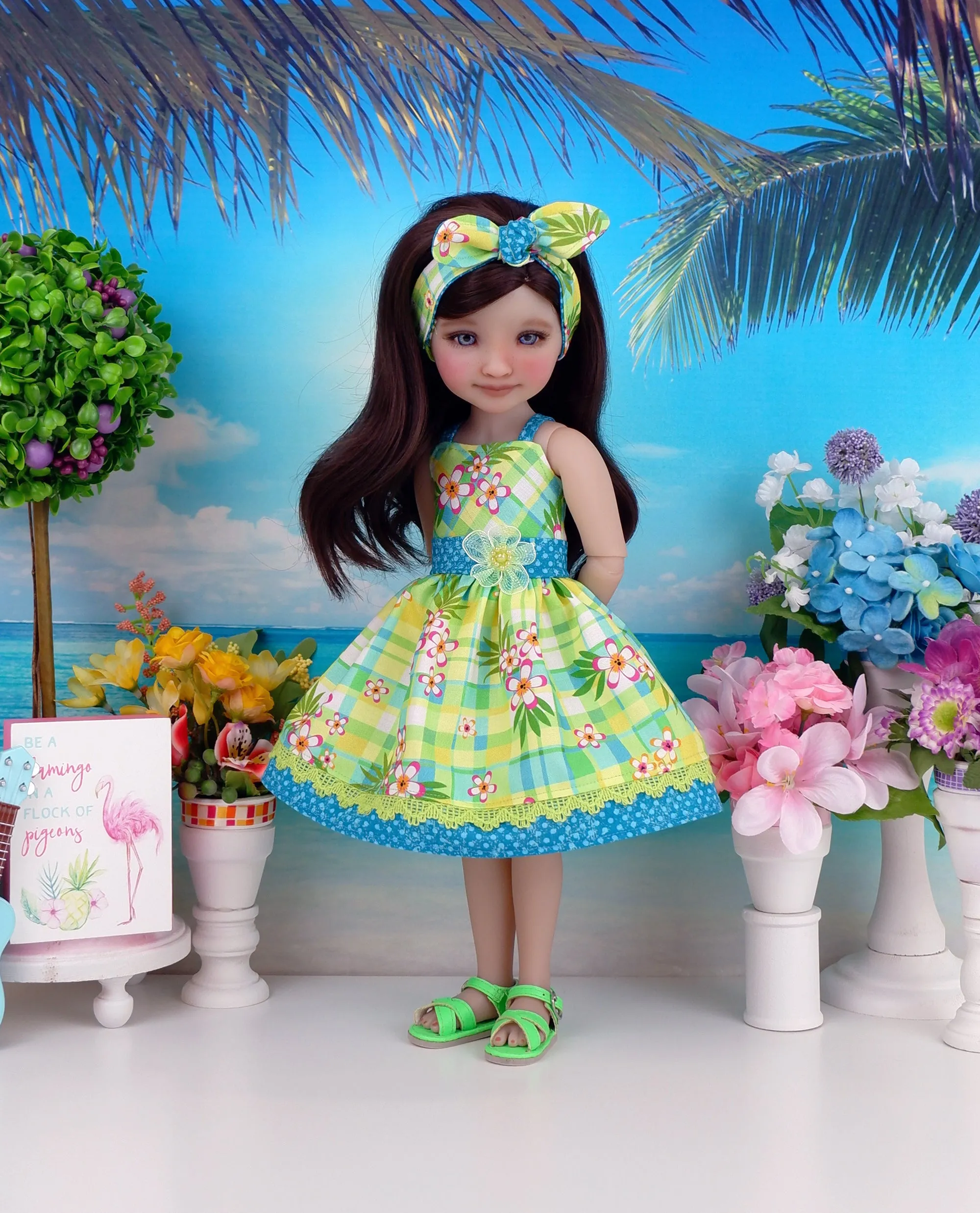 Tropic Plaid - dress and sandals for Ruby Red Fashion Friends doll