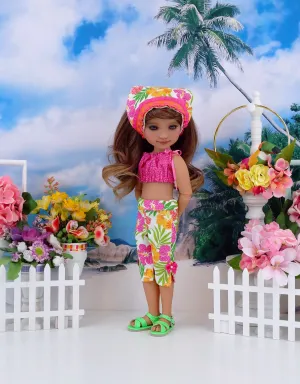 Tropical Hibiscus - crop top & capris with sandals for Ruby Red Fashion Friends doll