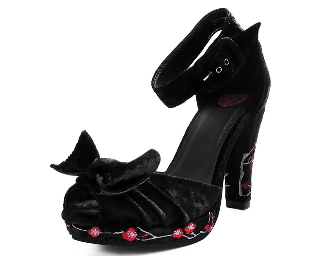 TUK A9446L Black Velvet & Red Blossom Starlet Heel