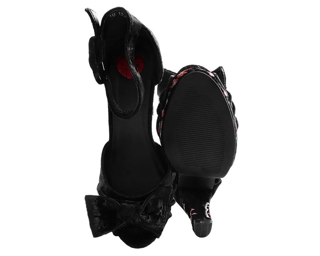 TUK A9446L Black Velvet & Red Blossom Starlet Heel