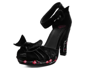 TUK A9446L Black Velvet & Red Blossom Starlet Heel