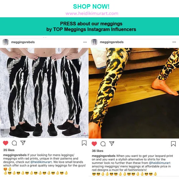 Turquoise Neon Blue Best Meggings, Solid Bright Blue Color Men's Running Leggings -Made in USA/EU