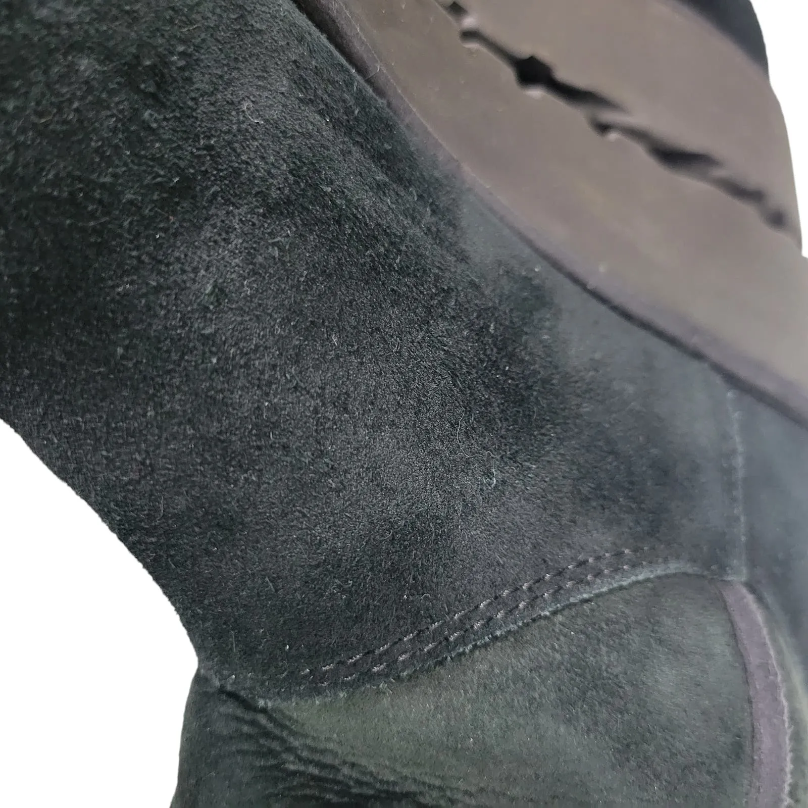 UGG Aimie Boots Black Wedge Heel Shearling Suede Sheepskin Fur Comfort Pull On Size 8