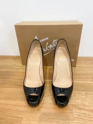 Very Prive 120 Patent Leather Peep Toe Stilettos (with box, orig. $745)