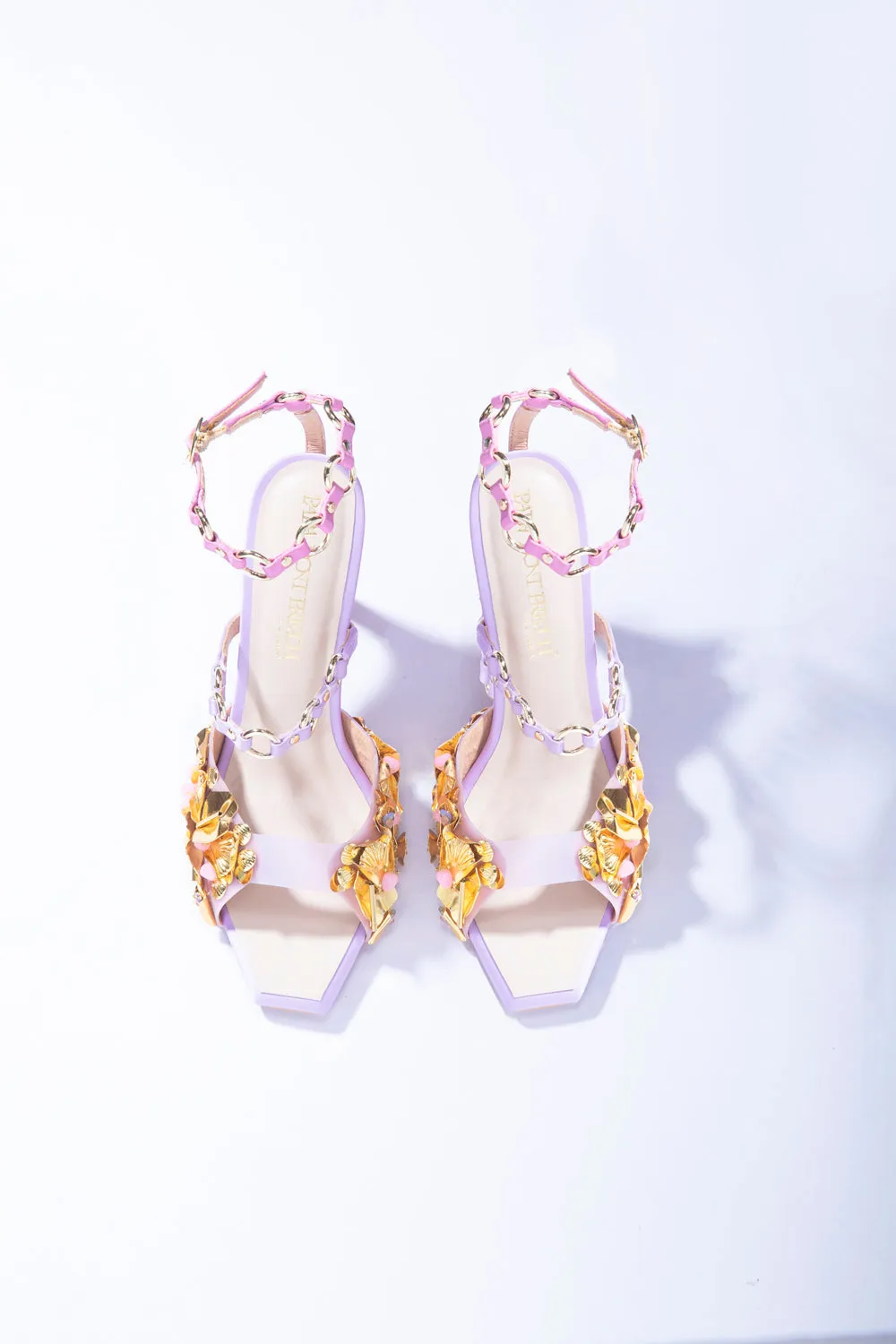 Vine Ringlet Stilettos - Lilac And Gold Open Stiletto