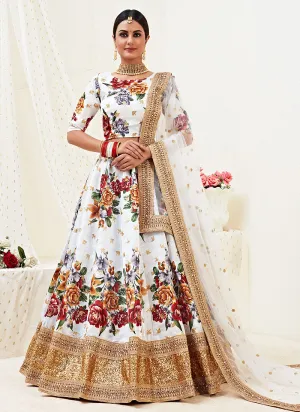 White Golden Wedding Lehenga Choli