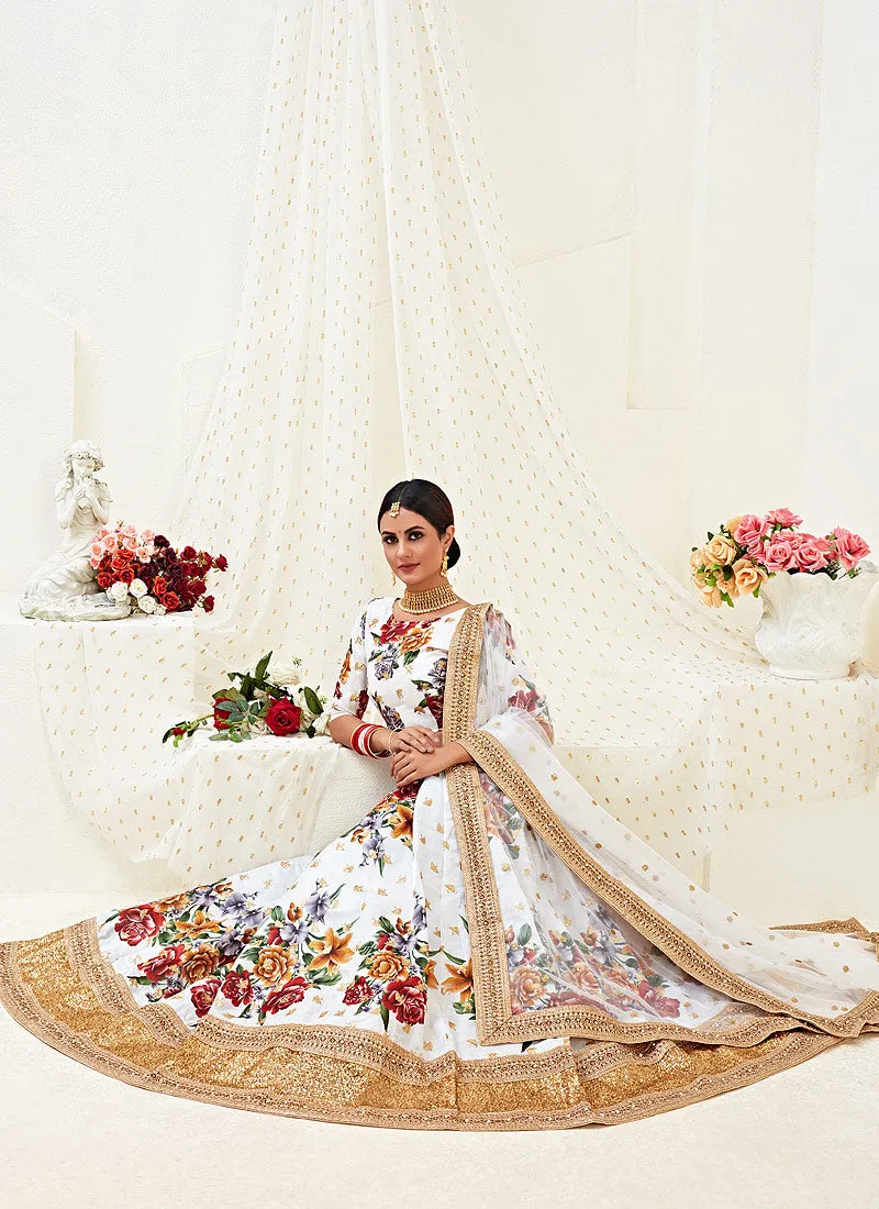 White Golden Wedding Lehenga Choli