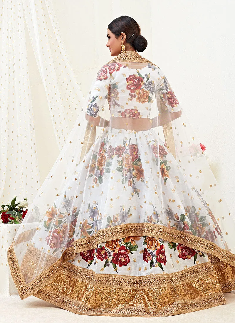 White Golden Wedding Lehenga Choli