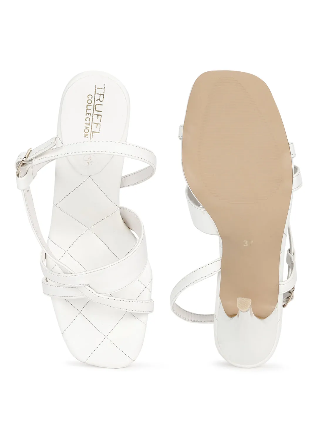 White PU Quilted Sole Strappy Stilettos (TC-SLC-B-72-WHT)