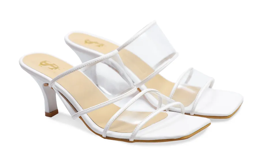 White Transparent mid heels