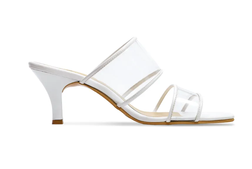 White Transparent mid heels