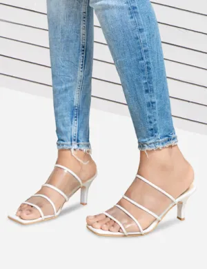 White Transparent mid heels