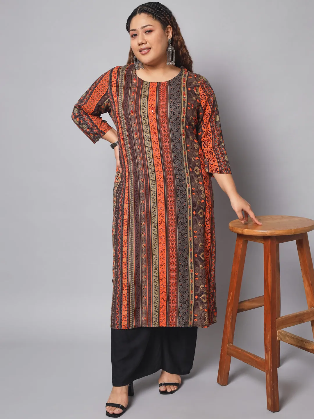 Women Multicolor Rayon Straight  Kurta