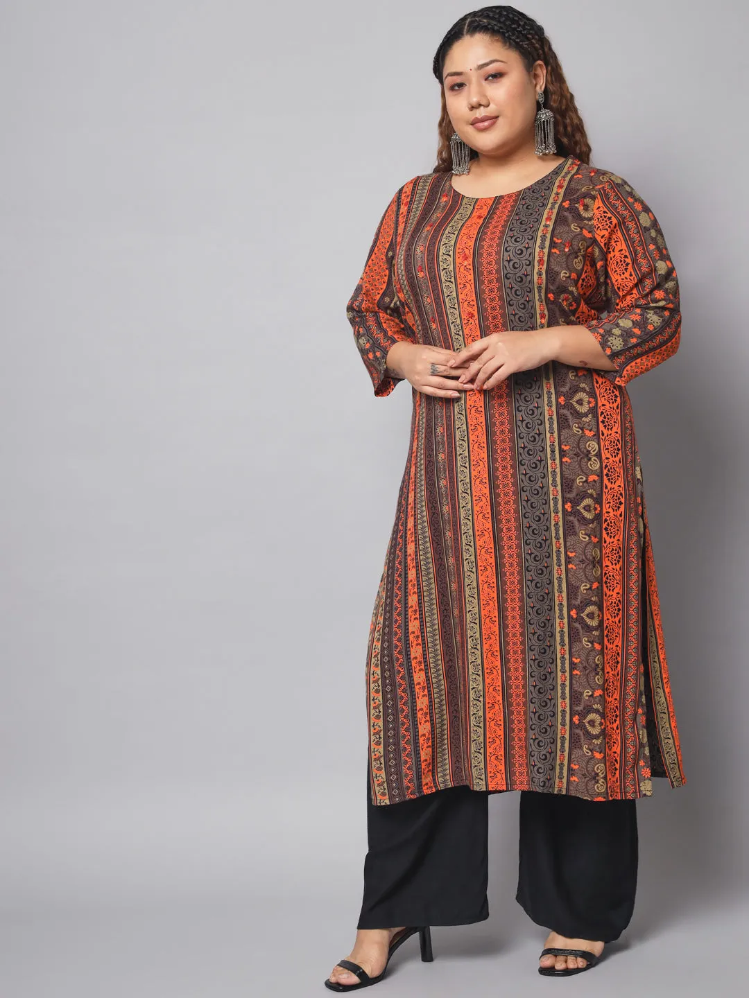 Women Multicolor Rayon Straight  Kurta