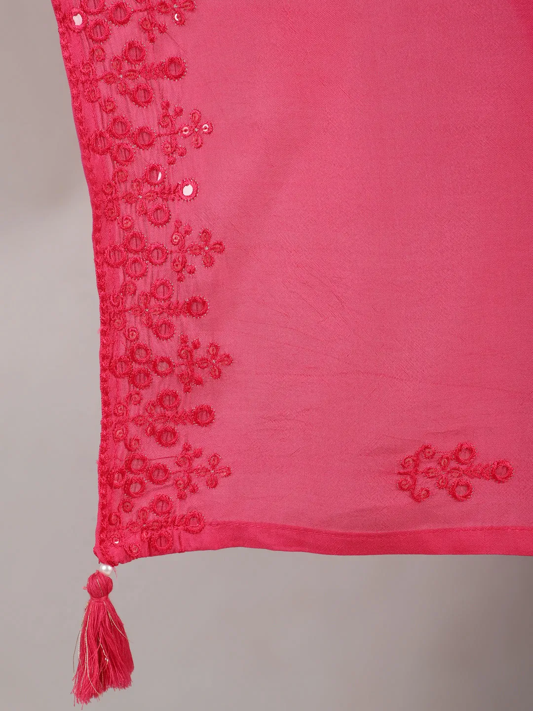 Women Pink Muslin Straight  Kurta Trouser & Dupatta Set