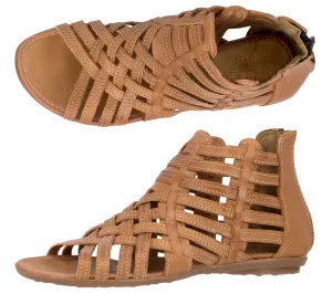 Womens Authentic Huaraches Real Leather Sandals Zipper Light Brown - #200
