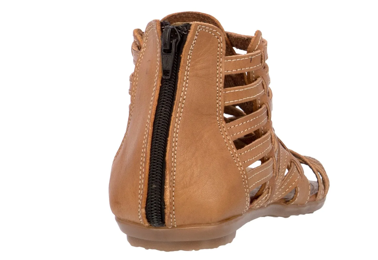 Womens Authentic Huaraches Real Leather Sandals Zipper Light Brown - #200
