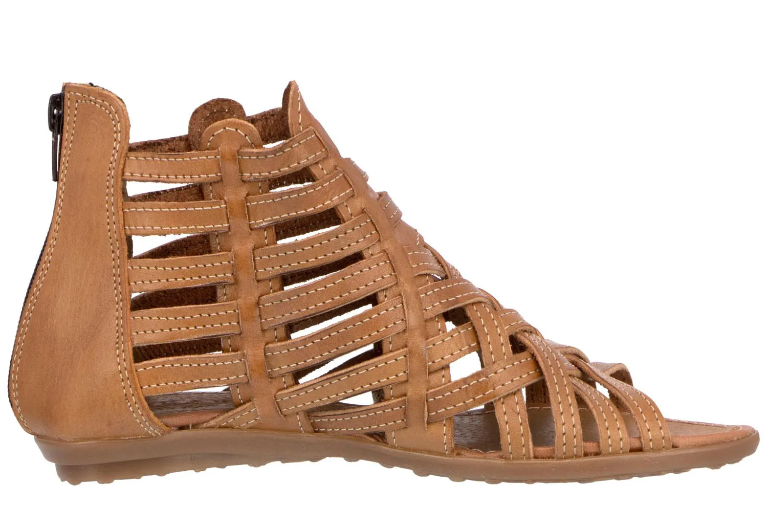 Womens Authentic Huaraches Real Leather Sandals Zipper Light Brown - #200