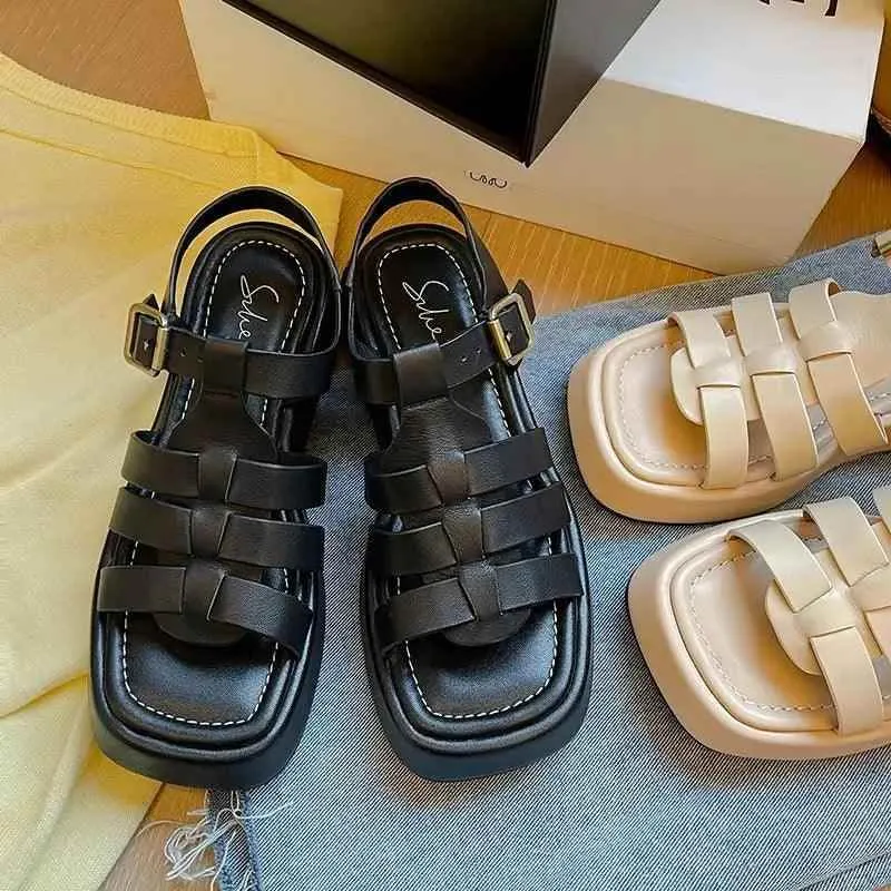 Women's Casual Shoes - Genuine Leather Platform Sandals - SKW5960