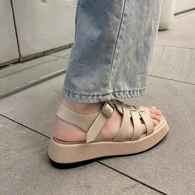 Women's Casual Shoes - Genuine Leather Platform Sandals - SKW5960