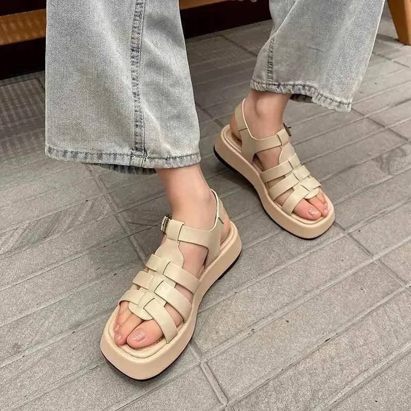 Women's Casual Shoes - Genuine Leather Platform Sandals - SKW5960