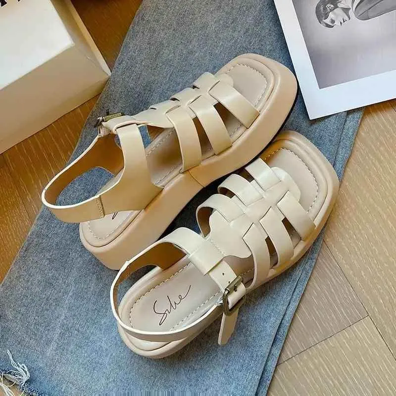 Women's Casual Shoes - Genuine Leather Platform Sandals - SKW5960