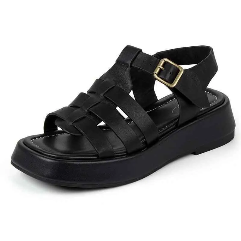 Women's Casual Shoes - Genuine Leather Platform Sandals - SKW5960