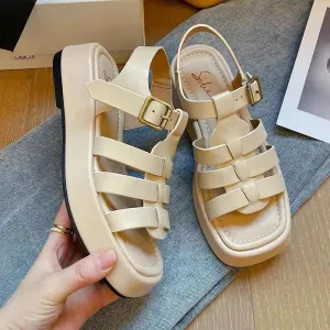 Women's Casual Shoes - Genuine Leather Platform Sandals - SKW5960