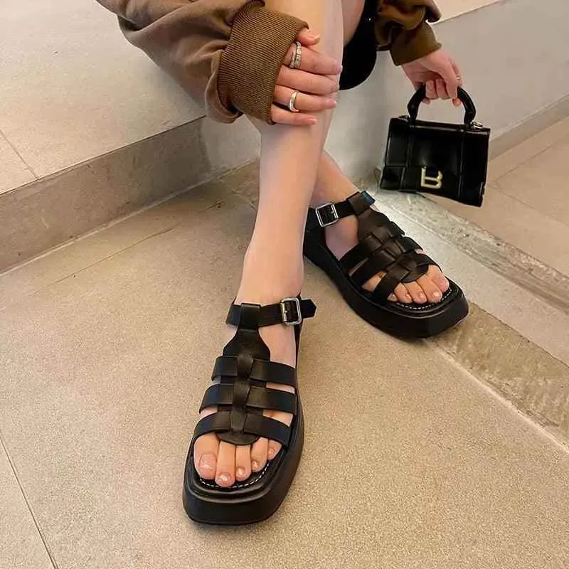 Women's Casual Shoes - Genuine Leather Platform Sandals - SKW5960
