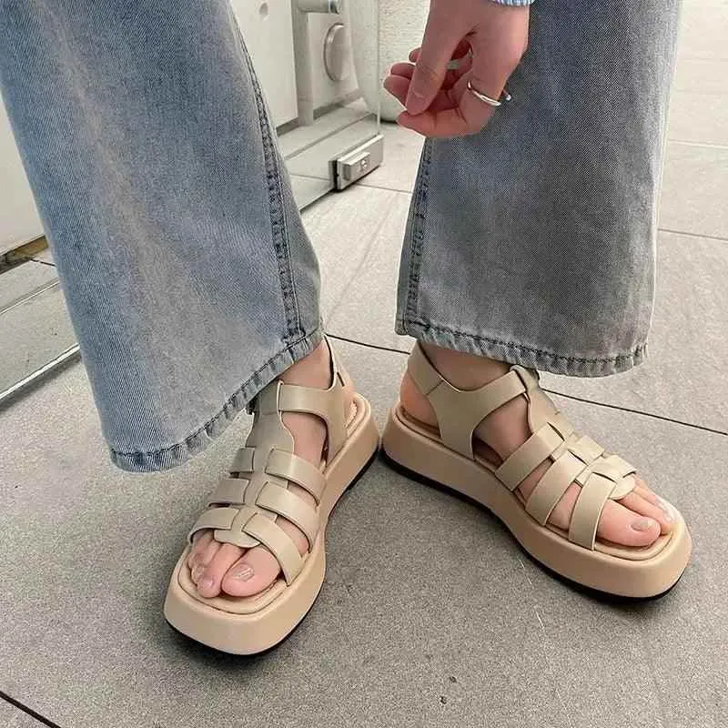 Women's Casual Shoes - Genuine Leather Platform Sandals - SKW5960