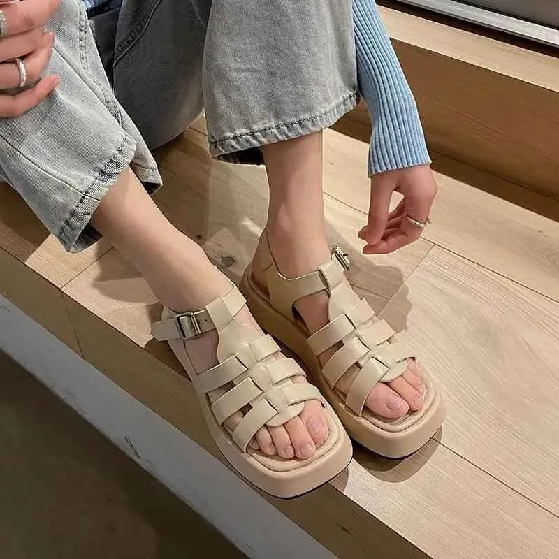 Women's Casual Shoes - Genuine Leather Platform Sandals - SKW5960