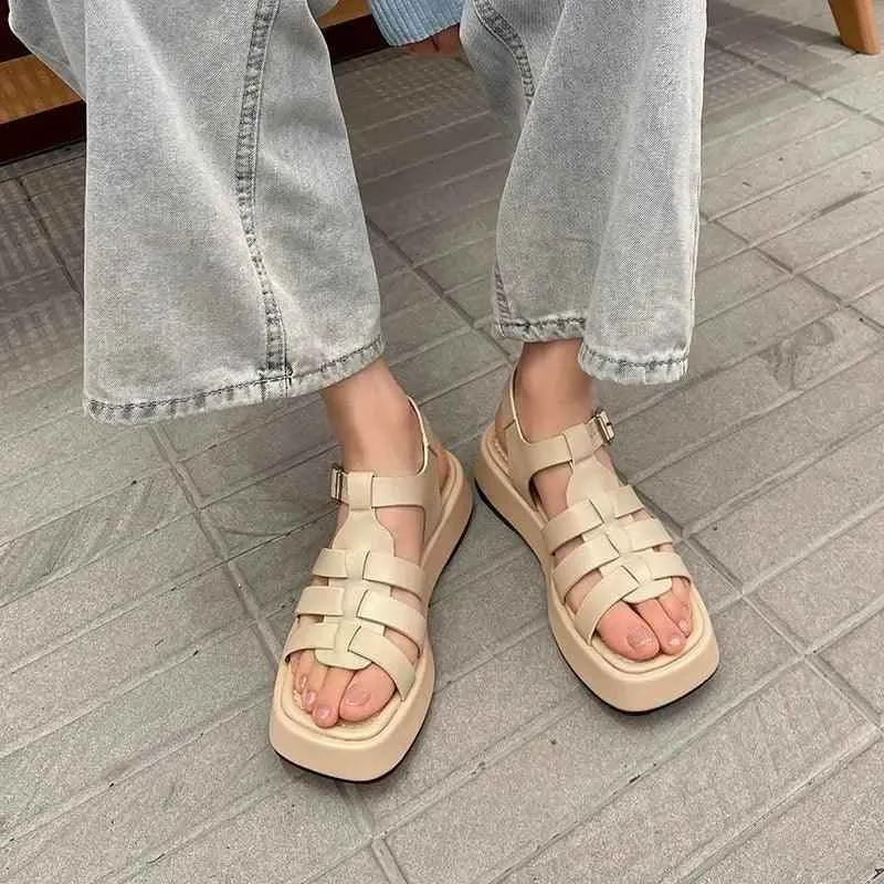 Women's Casual Shoes - Genuine Leather Platform Sandals - SKW5960