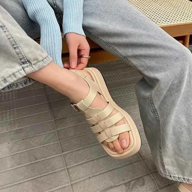 Women's Casual Shoes - Genuine Leather Platform Sandals - SKW5960