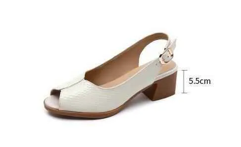 Women's Casual Shoes WM157 - Patent Leather Sandals with Med Heels