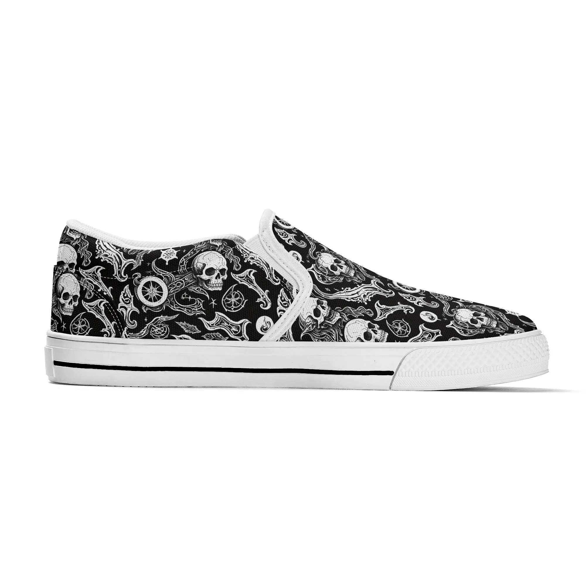 Womens Flying Skulls Rubber Slip On Shoes