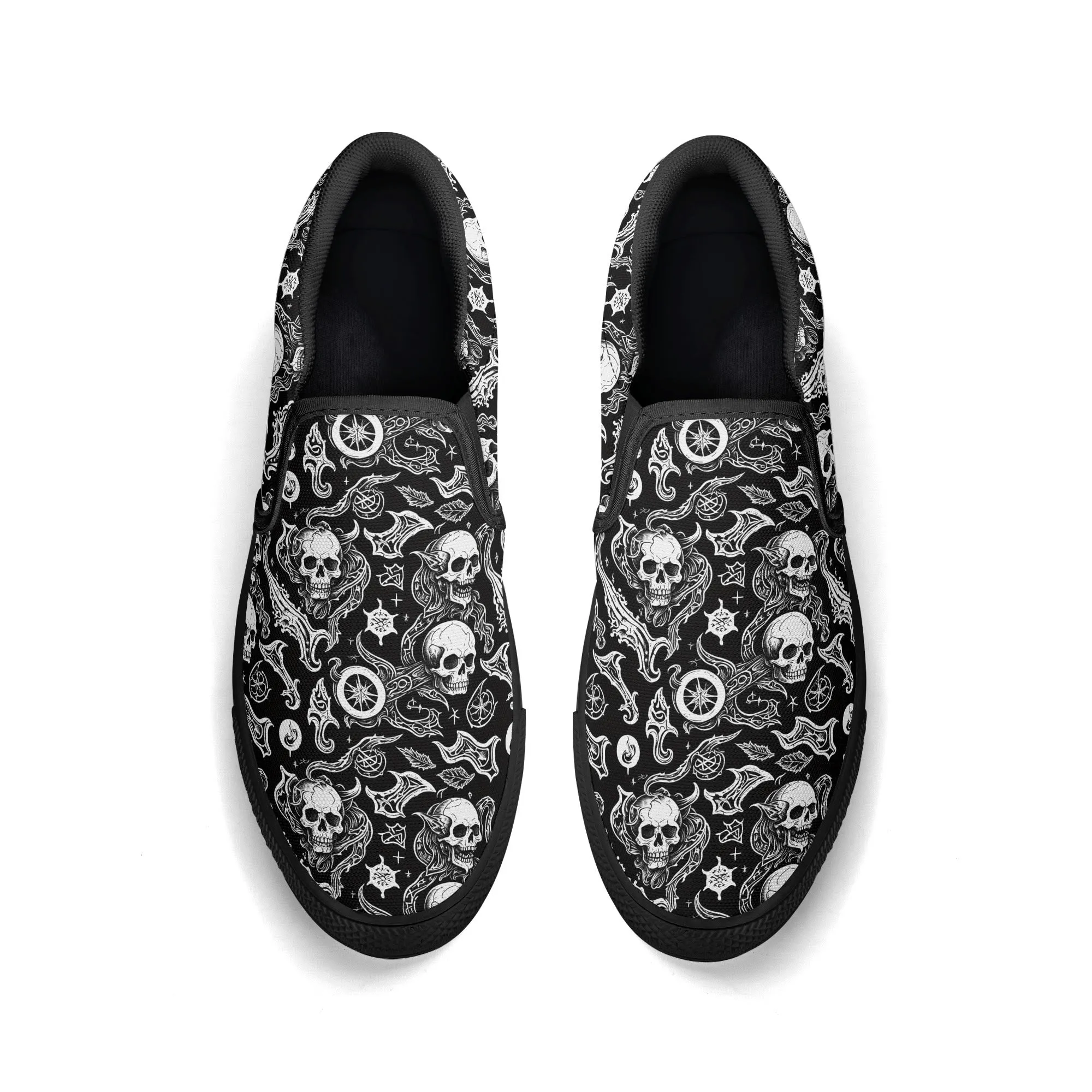 Womens Flying Skulls Rubber Slip On Shoes