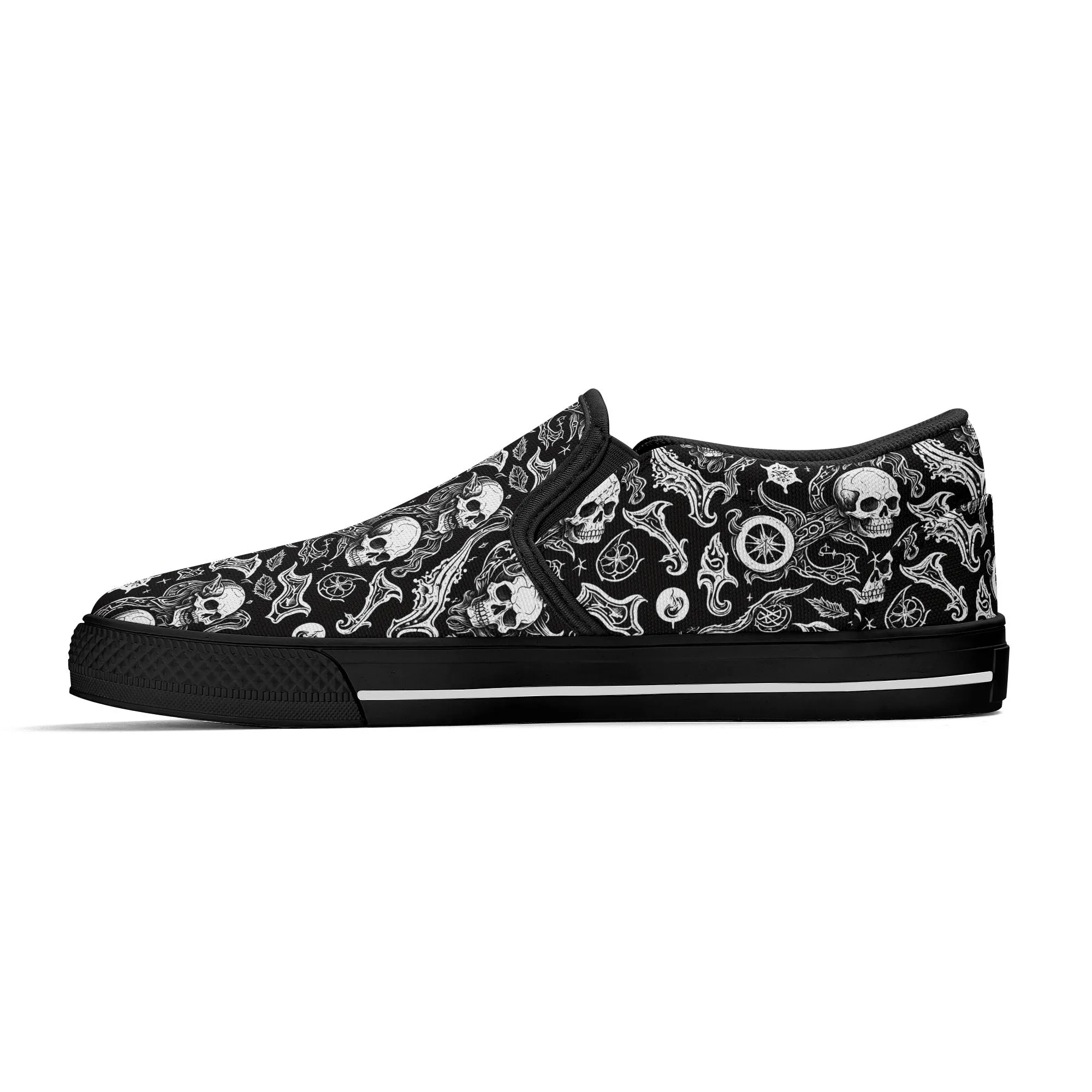 Womens Flying Skulls Rubber Slip On Shoes