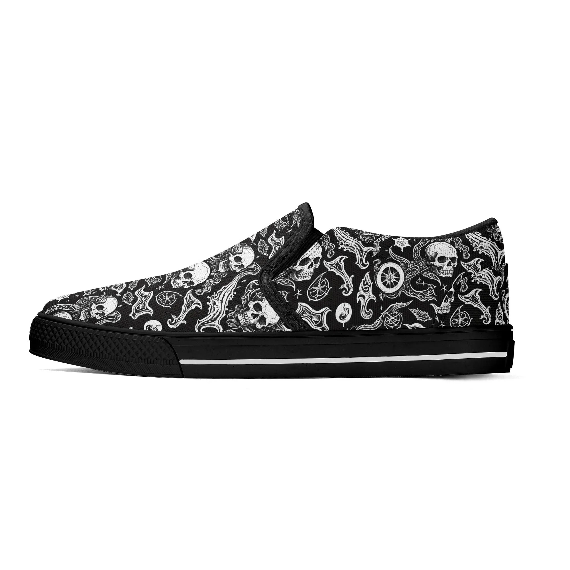 Womens Flying Skulls Rubber Slip On Shoes