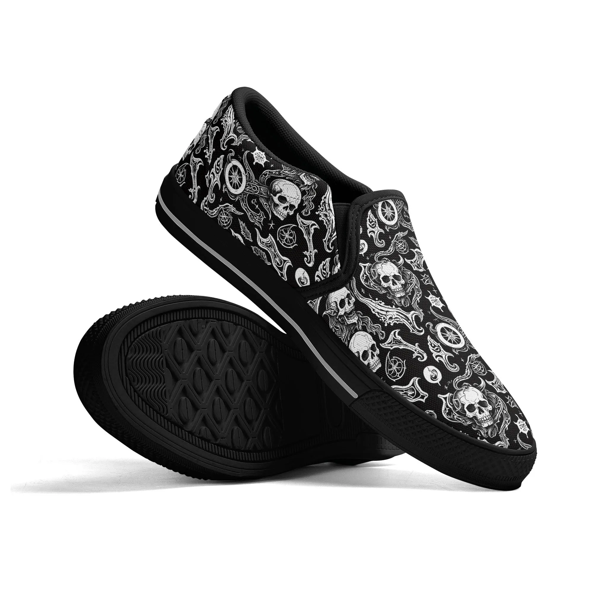Womens Flying Skulls Rubber Slip On Shoes