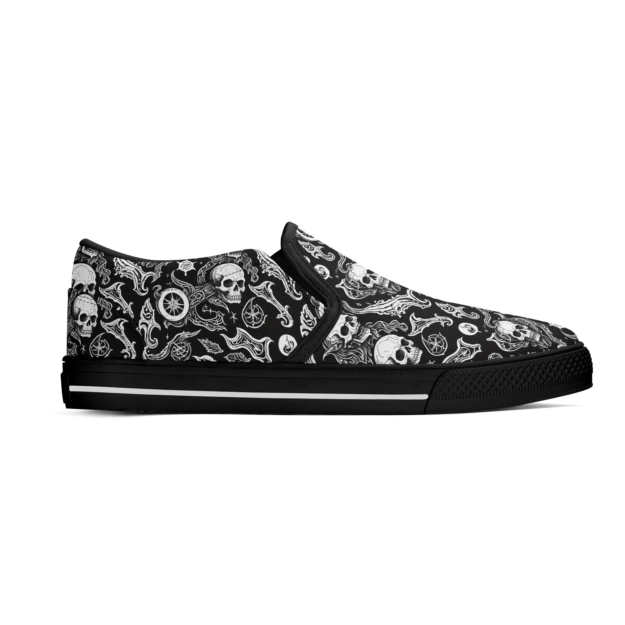 Womens Flying Skulls Rubber Slip On Shoes