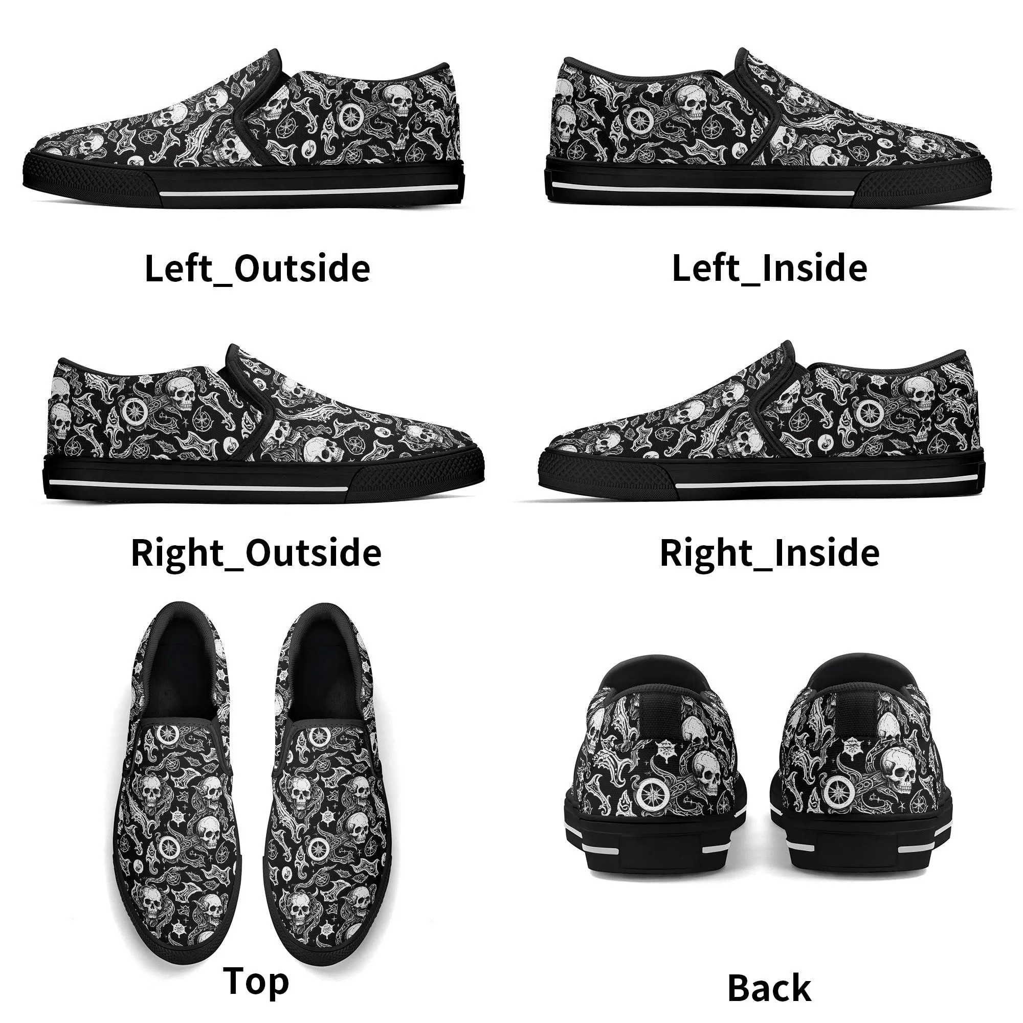 Womens Flying Skulls Rubber Slip On Shoes