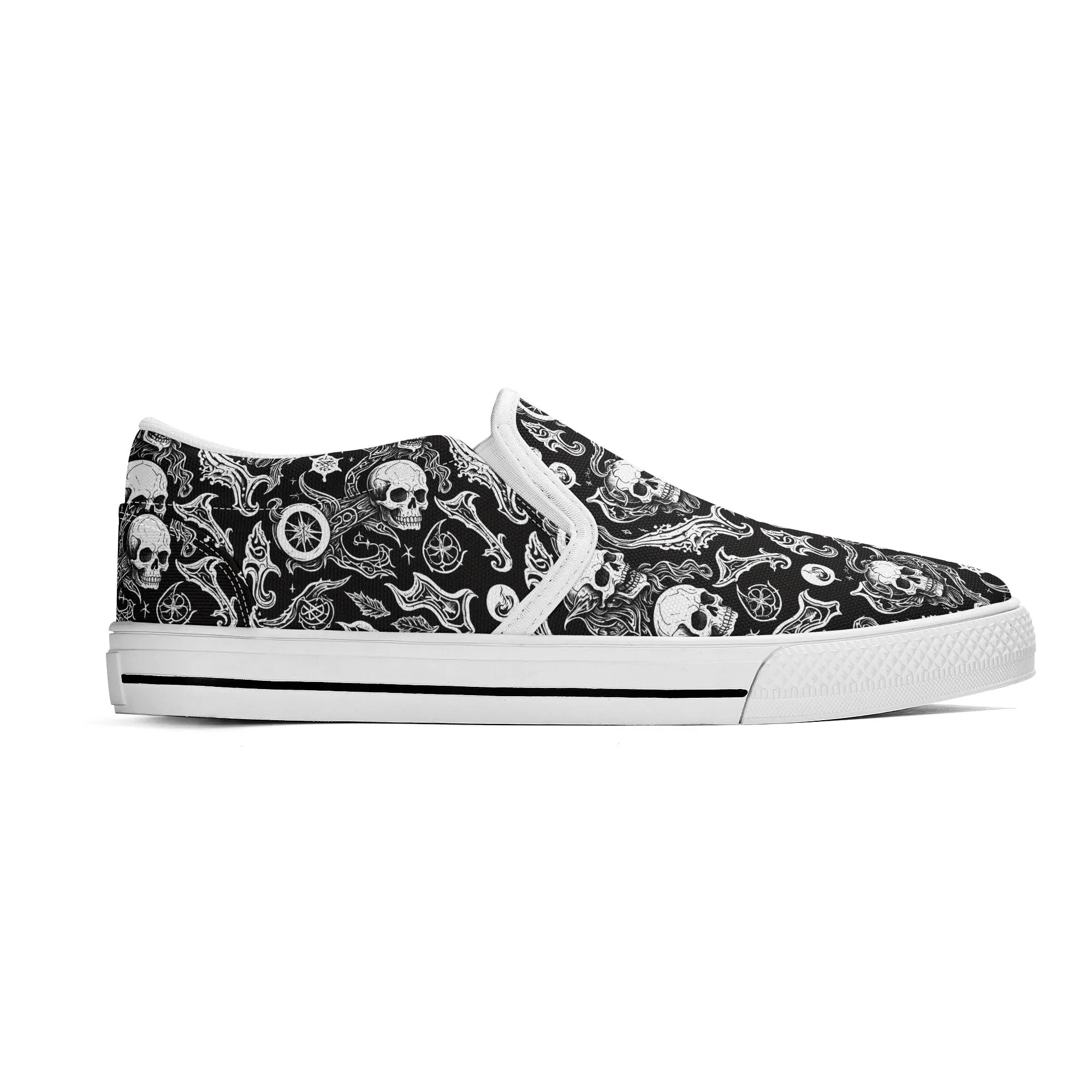 Womens Flying Skulls Rubber Slip On Shoes