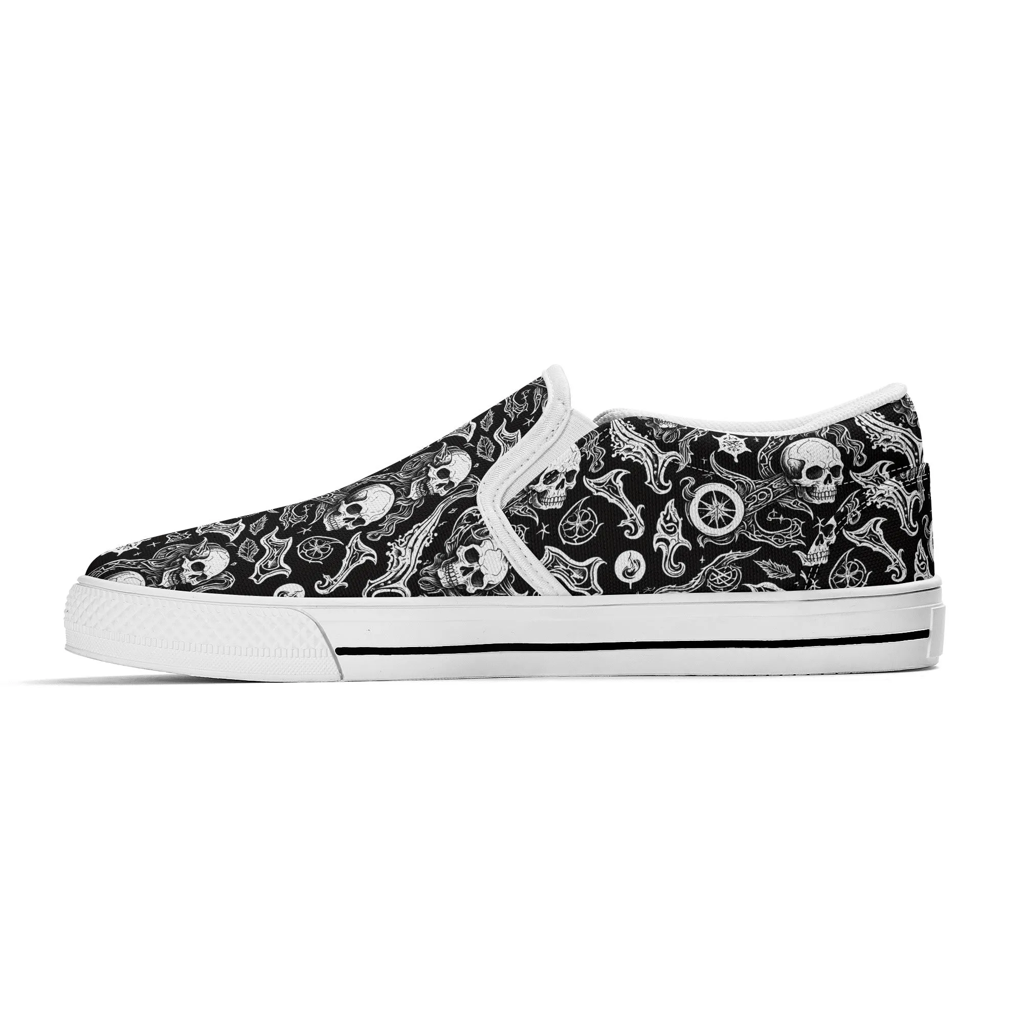 Womens Flying Skulls Rubber Slip On Shoes